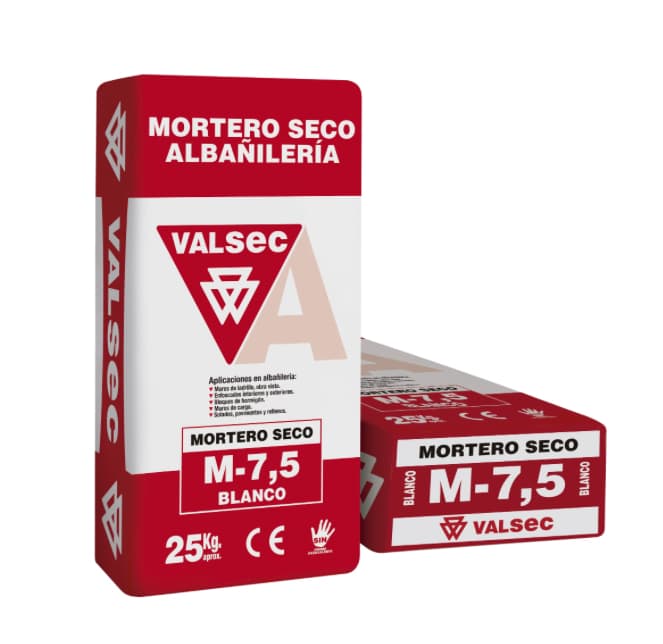 MORTERO SECO BLANCO M7,5 VALSEC 25KG pack 56 uds